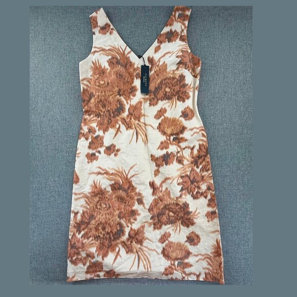 NEW Talbots Sheath Dress Linen Silk Lined Artsy Faded Floral Print Zipper 6P - Picture 1 of 14